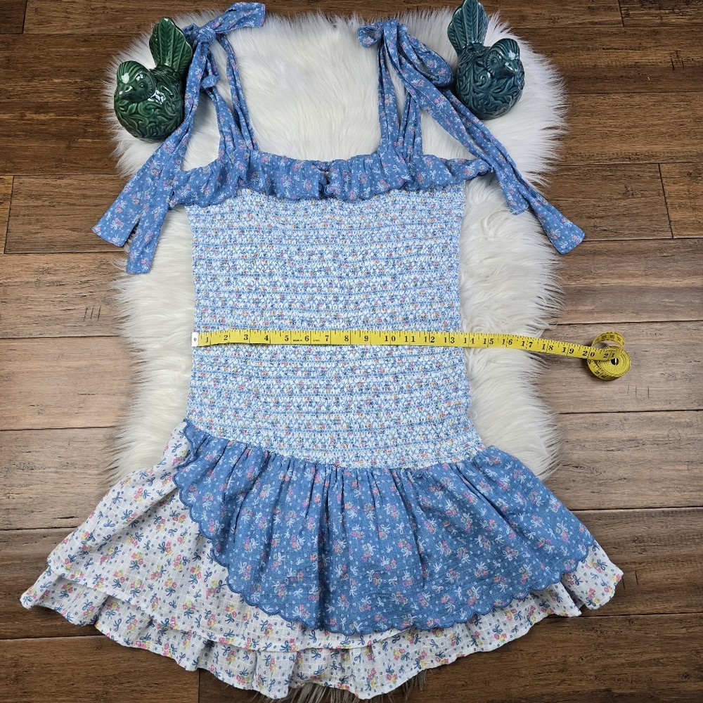 Loveshackfancy Aya Mini Dress Blue Large - Picture 12 of 16